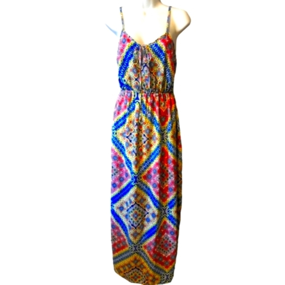 SALE Peach Royal Maxi Dress Multi color Blue Pink Beige Adjustable Straps S